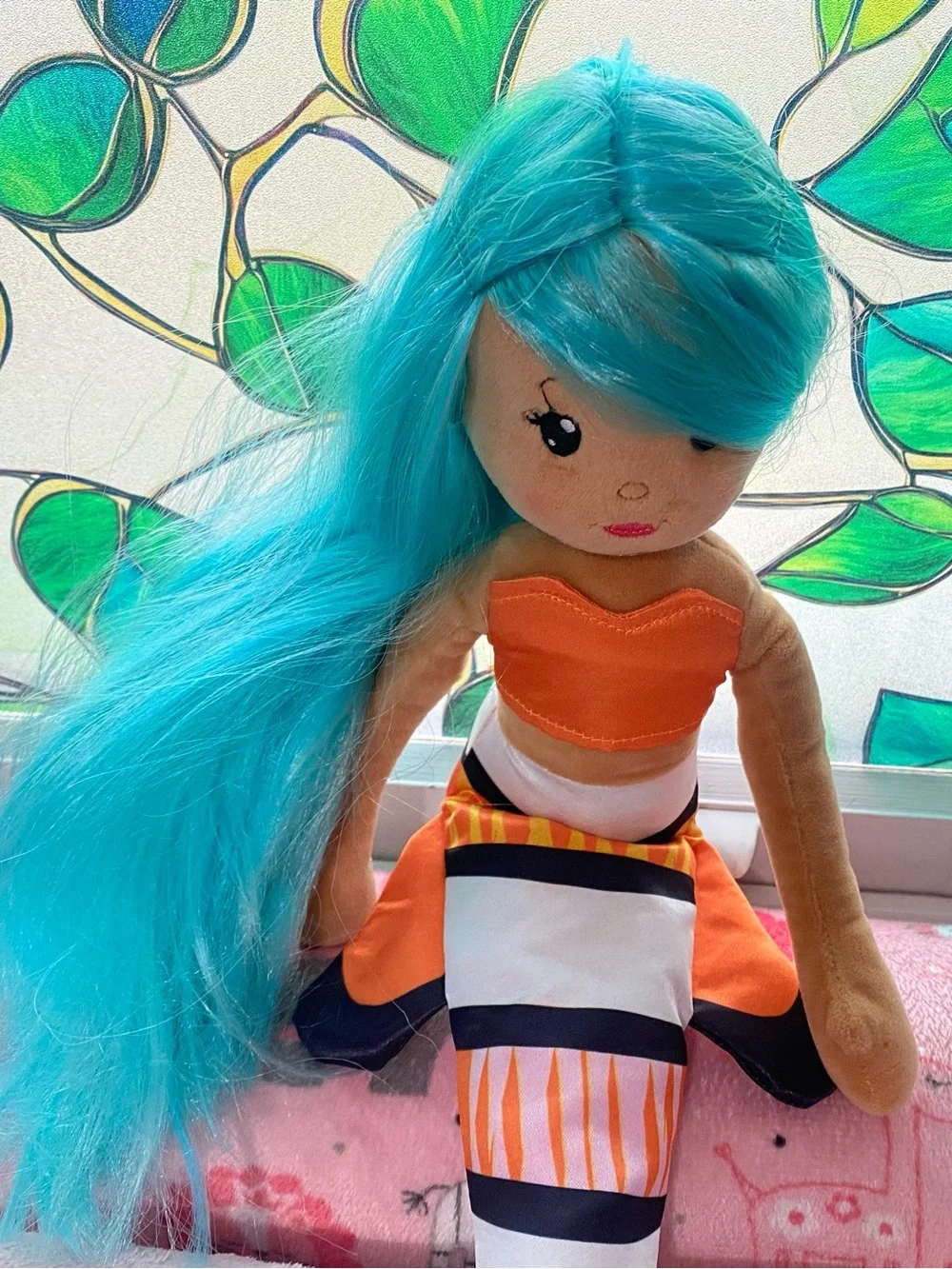 The Petting Zoo Plush Clownfish Mermaid Doll- Hard to Find!
